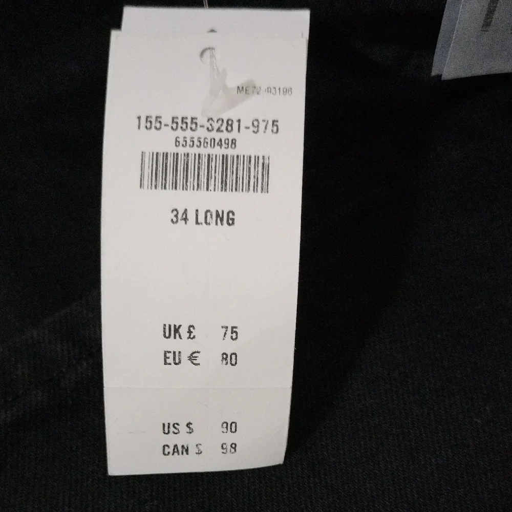 Abercrombie & Fitch Men's Jet Black Straight Jeans 34/18 L